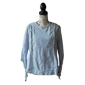 Scotch & Soda Maison Scotch Womens Size S 3/4 Tie Sleeve Striped Blue Blouse